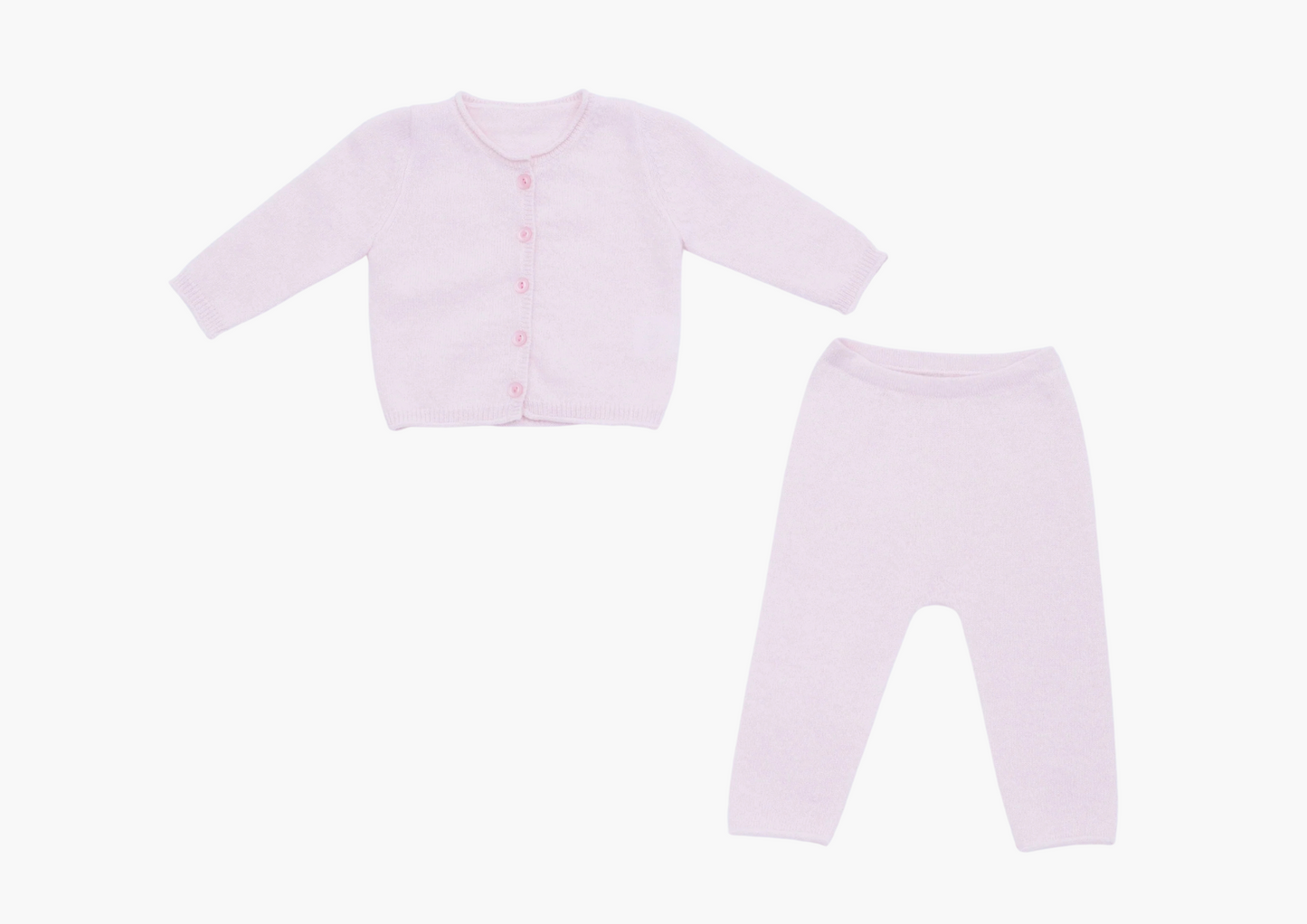 light pink baby cashmere cardigan and leggings set 