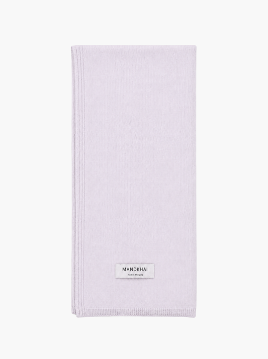 A lilac folded pure cashmere scarf.
