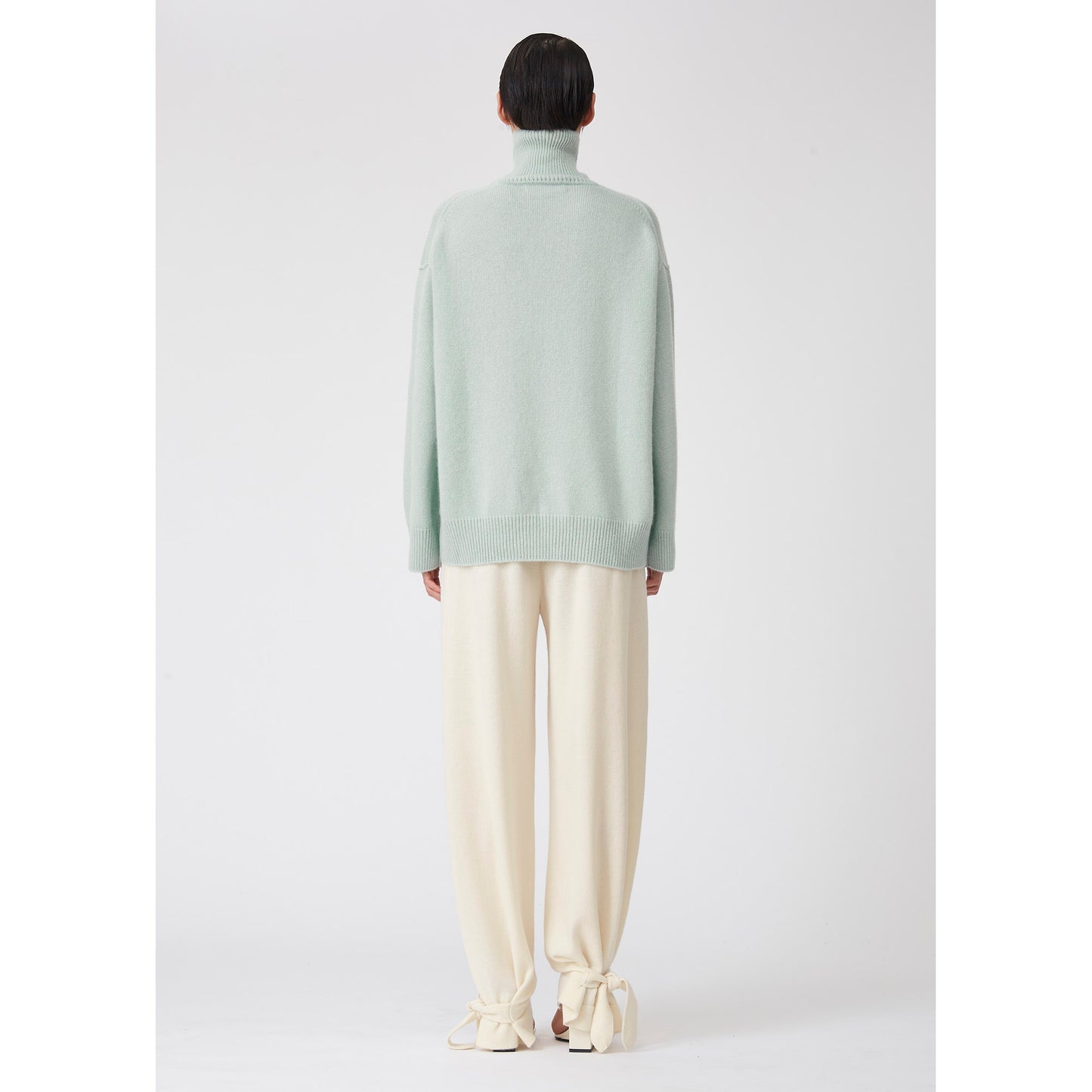 Ice Blue Oversized Roll Neck Cashmere Jumper