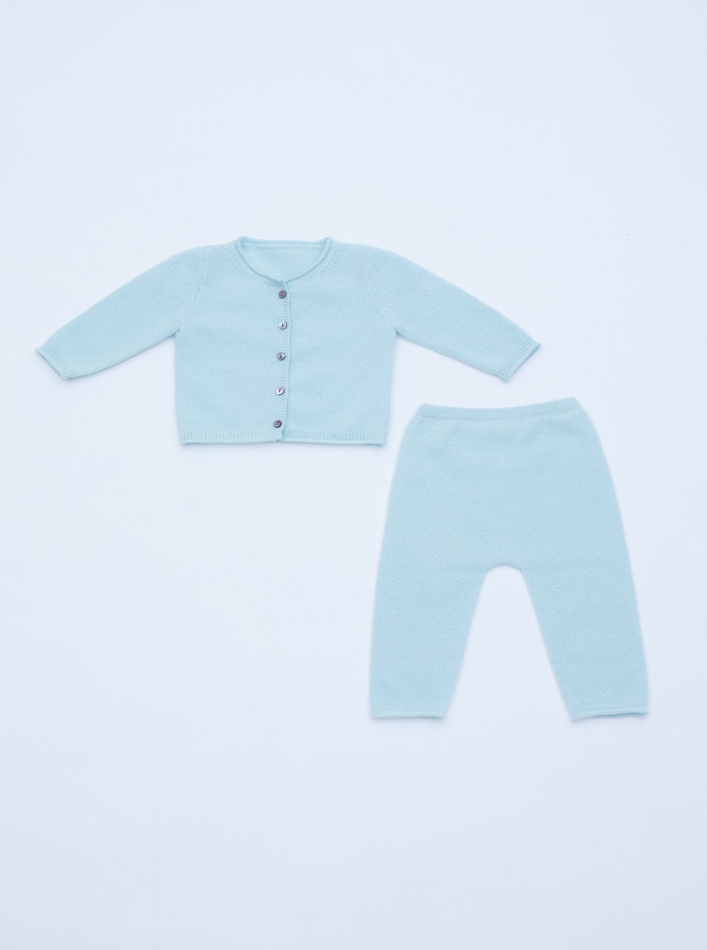 mint green baby cashmere cardigan and leggings set 