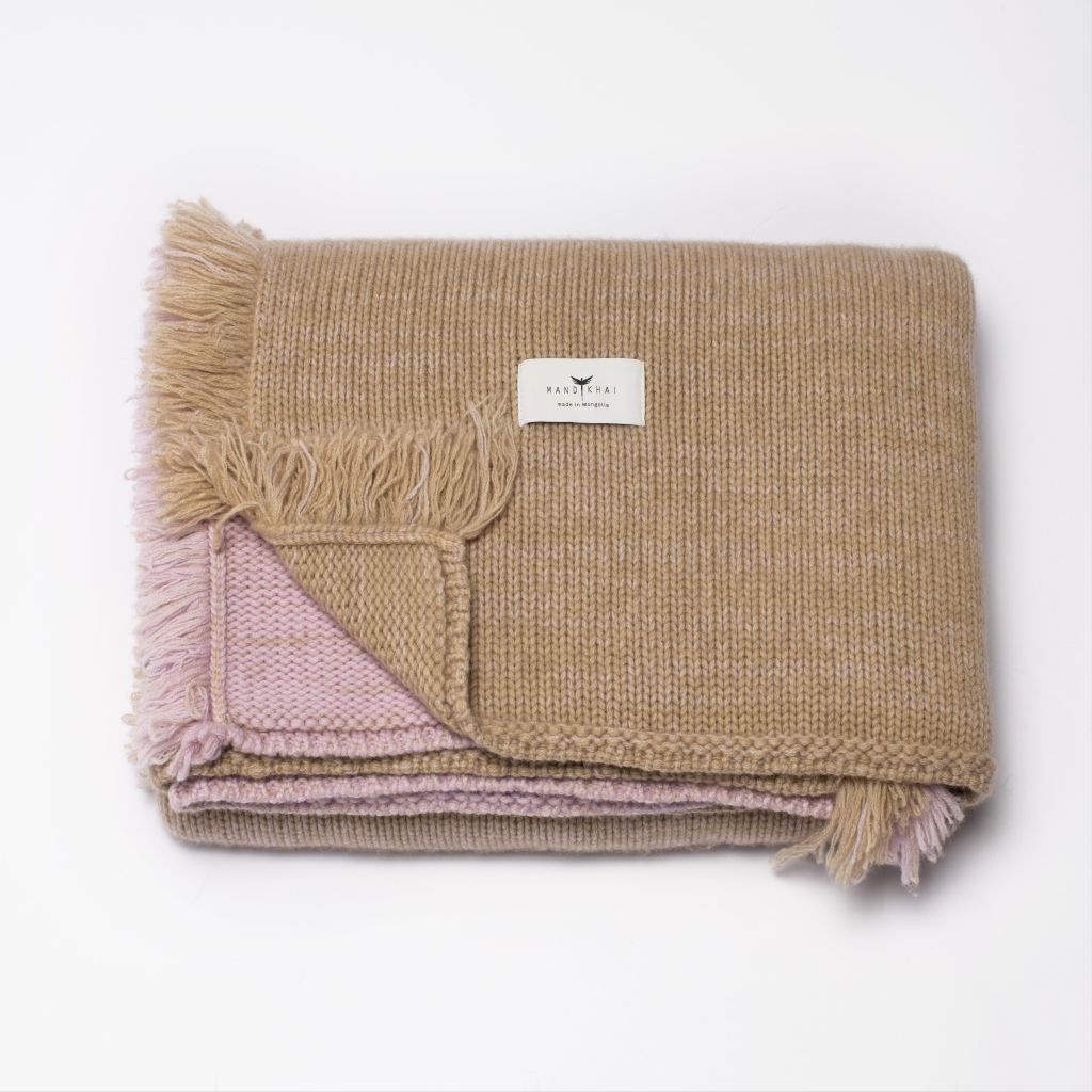 Ink Pink/Light Brown Chunky Cashmere Pimp Blanket