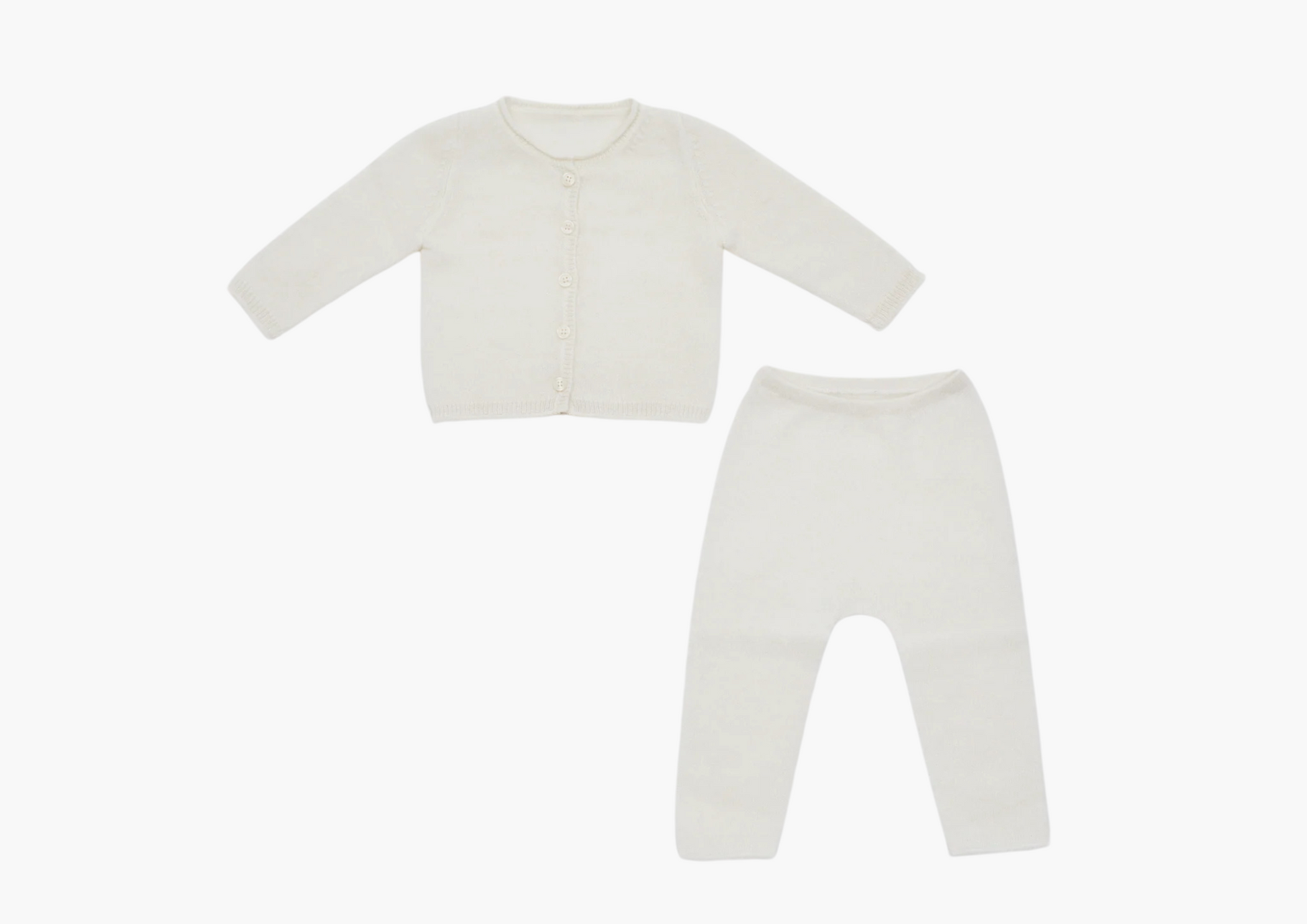 white baby cashmere cardigan and leggings set 