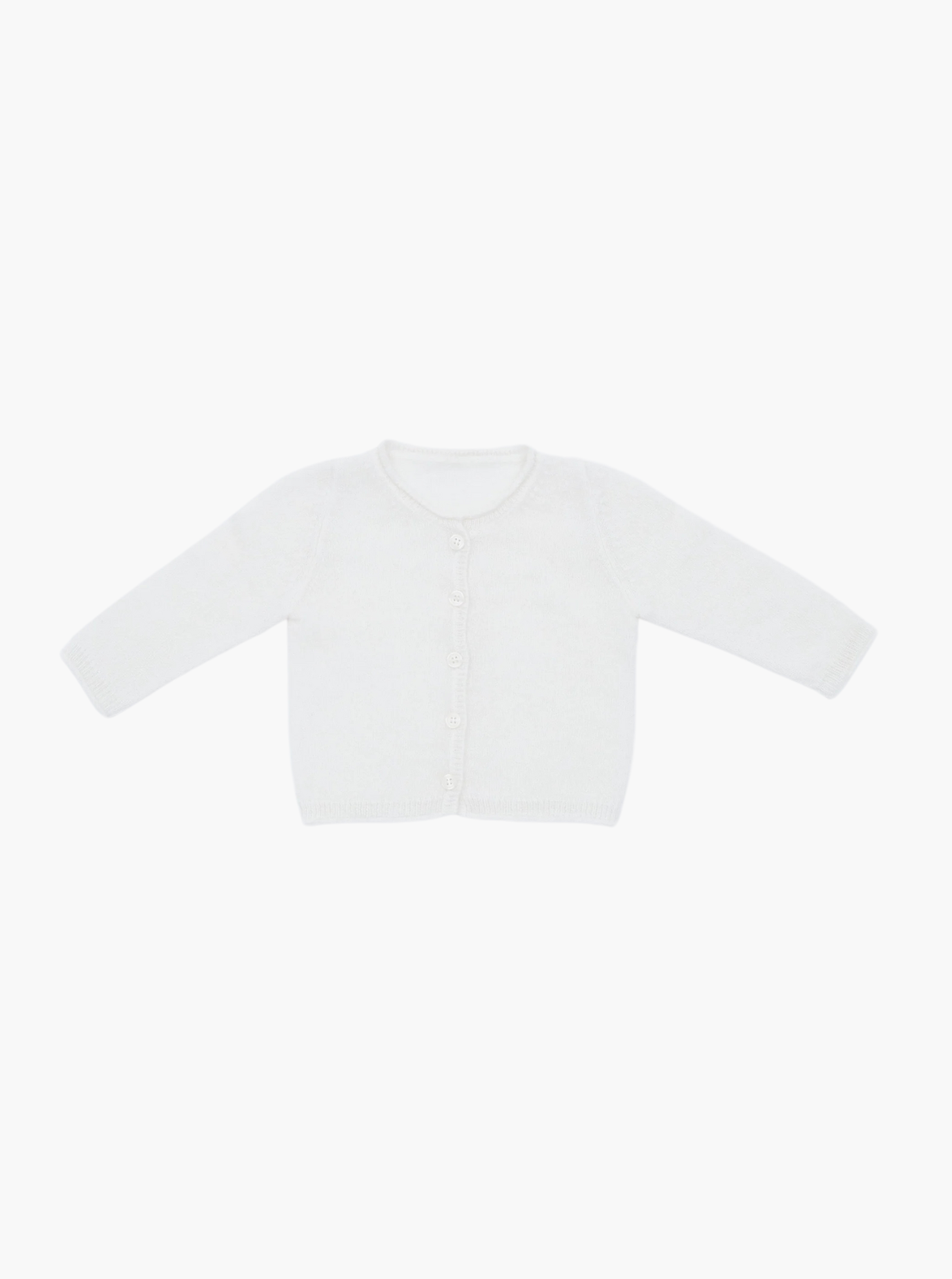 White baby button up cashmere cardigan 